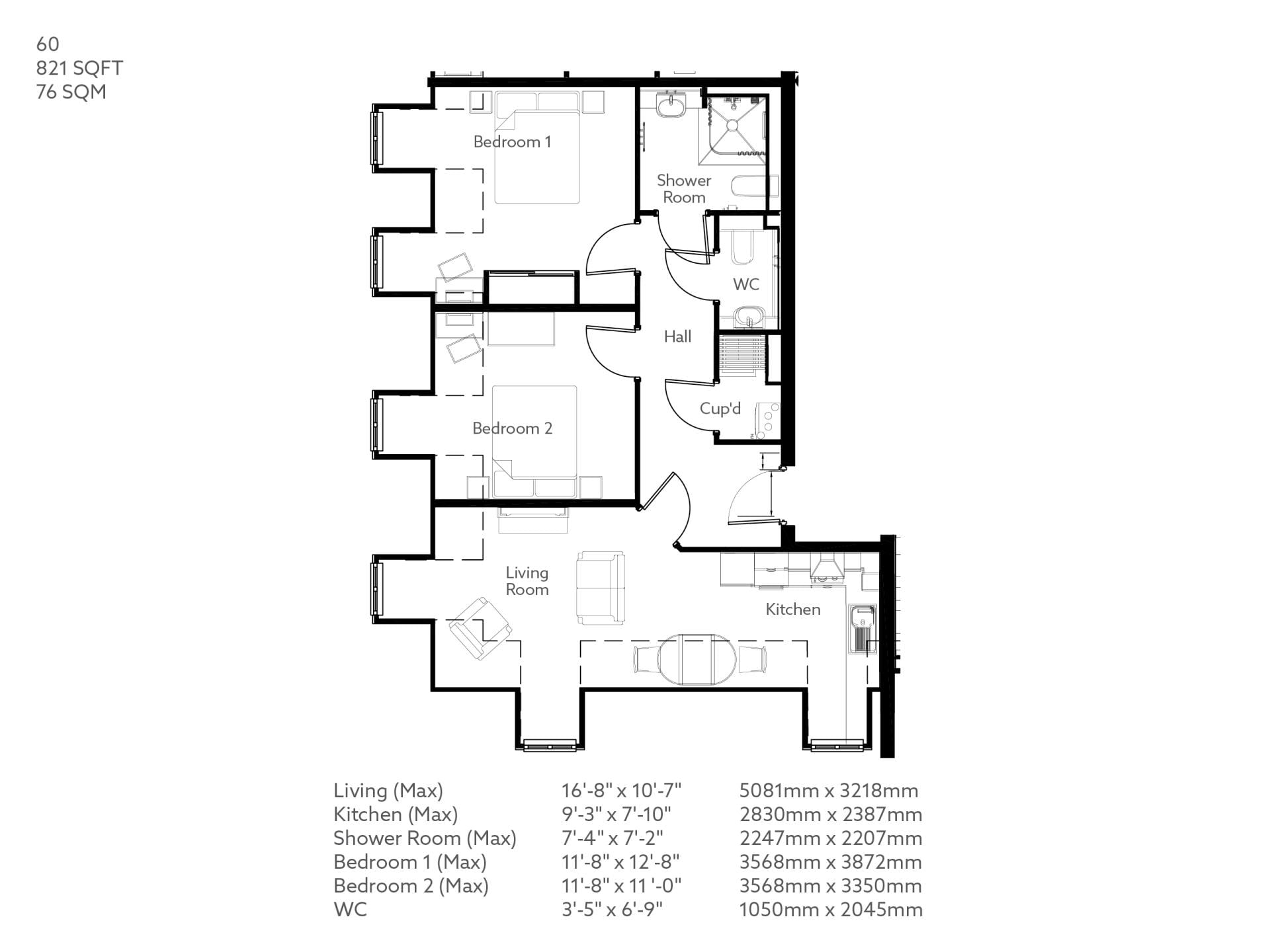 Apartment 60 floor plan