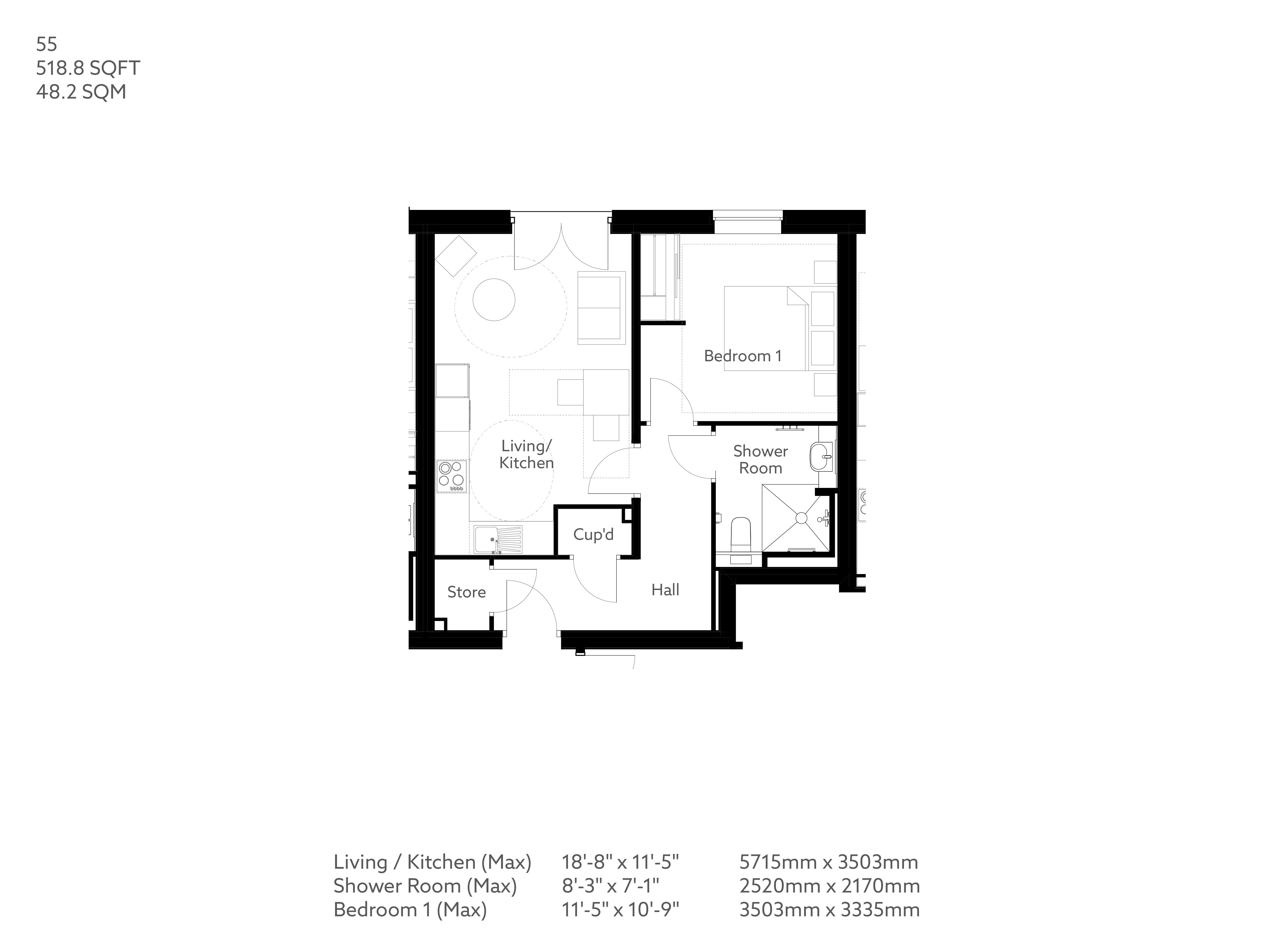 Apartment 55 floor plan