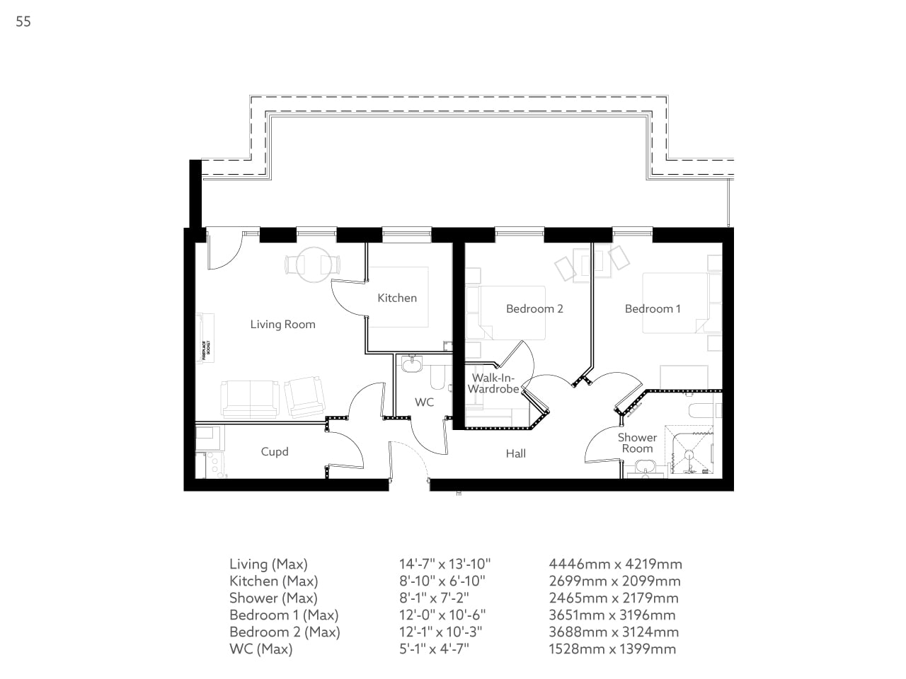 Apartment 55 floor plan